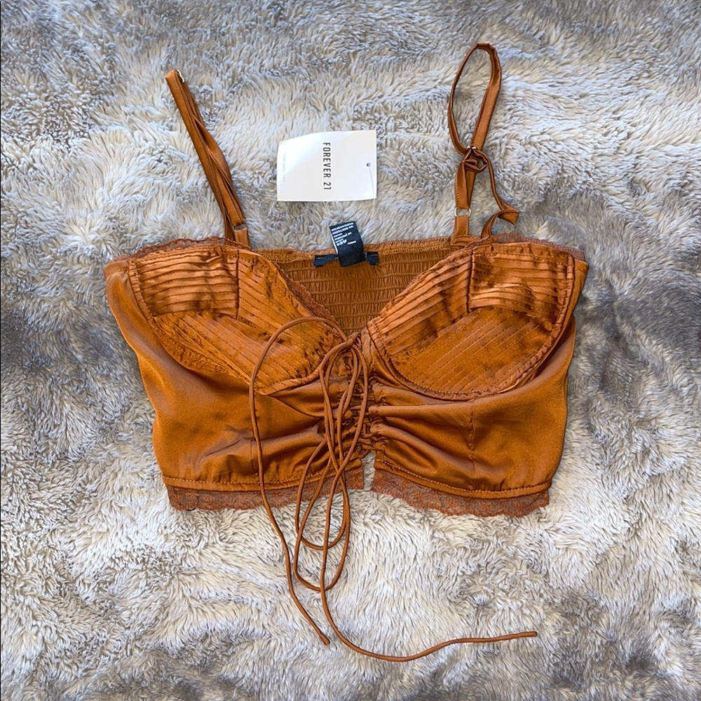 Forever21 Women's Brown Crop Top 🍄‍🟫✨